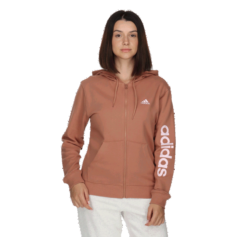 Mikina adidas Originals Essentials Linear Full-Zip French Terry Hoodie Hnedá | IL3364