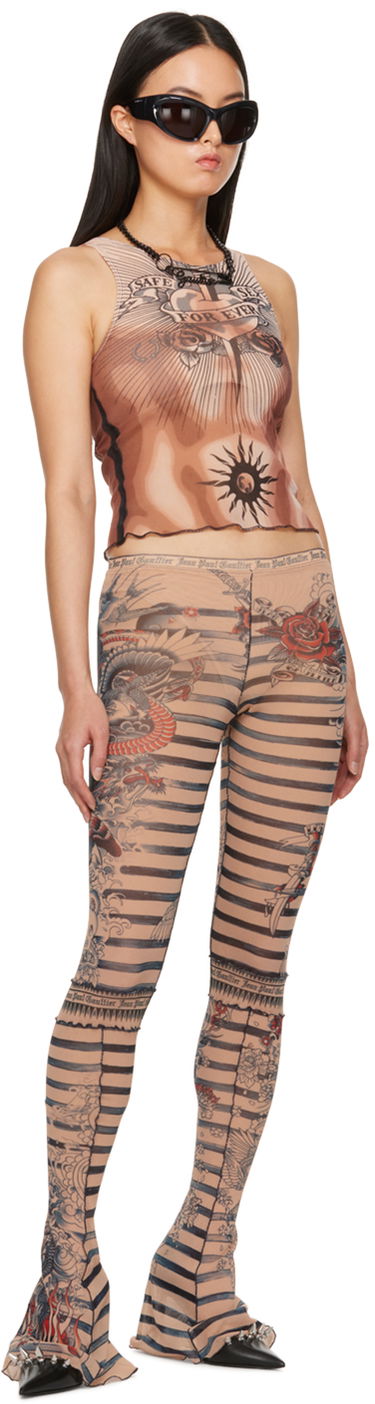 Tielko Jean Paul Gaultier Jean Paul Gaultier Safe Sex Forever Tattoo Mesh Tank Top Hnedá | 23/15-F-DB014-T538-636000, 3