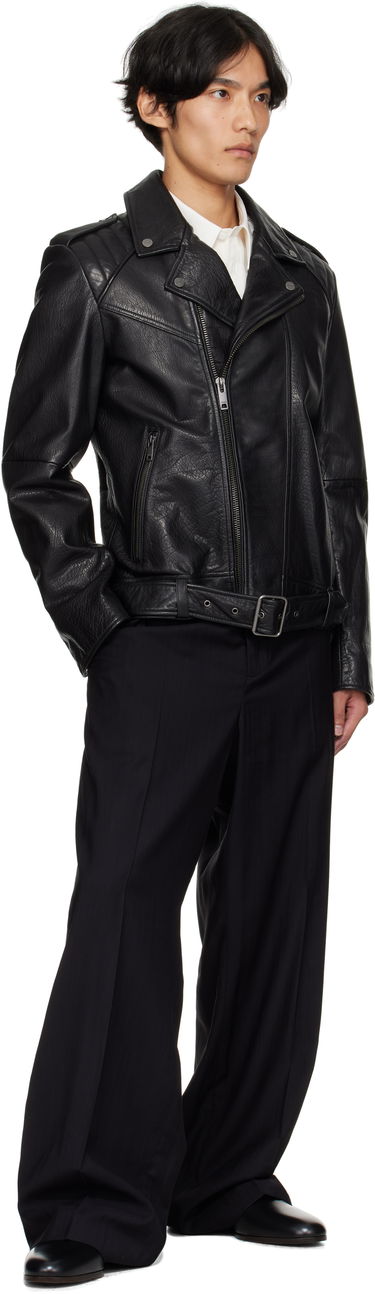 Bunda BOSS Regular-fit biker jacket in buffalo leather Čierna | 50542108, 4