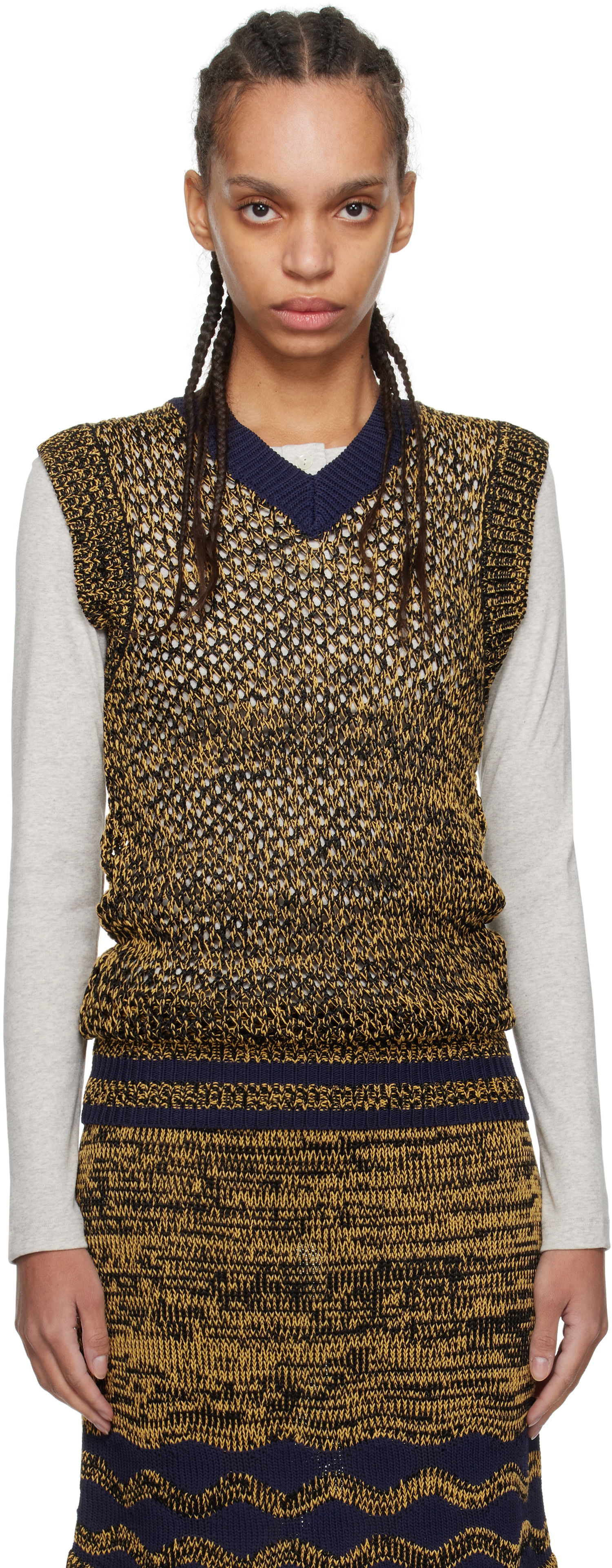 Sveter Wales Bonner Wales Bonner Shade Knit Vest Žltá | US25KN31-KN04-5190, 0