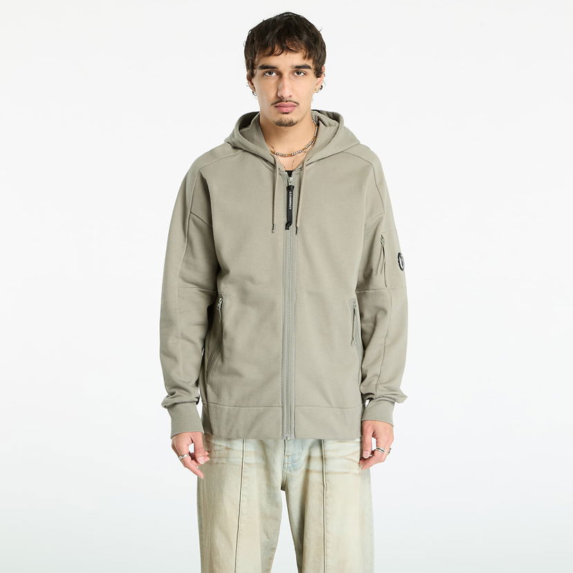 Mikina C.P. Company C.P. Company Diagonal Raised Fleece Full Zip Hoodie Šedá | 19CMSS716A005086W-356