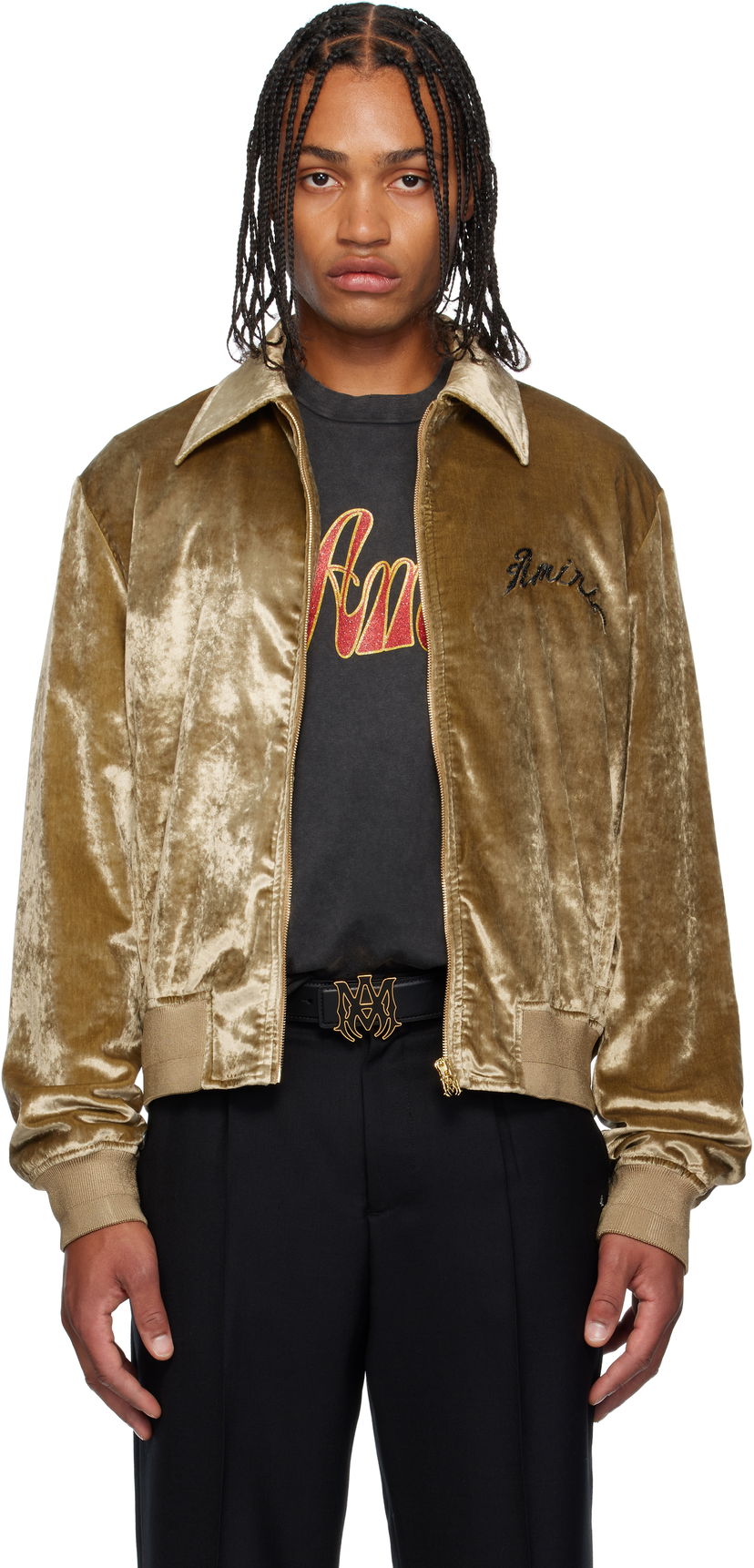 Bunda AMIRI AMIRI Dragon Velvet Jacket Béžová | AMOUBB1054