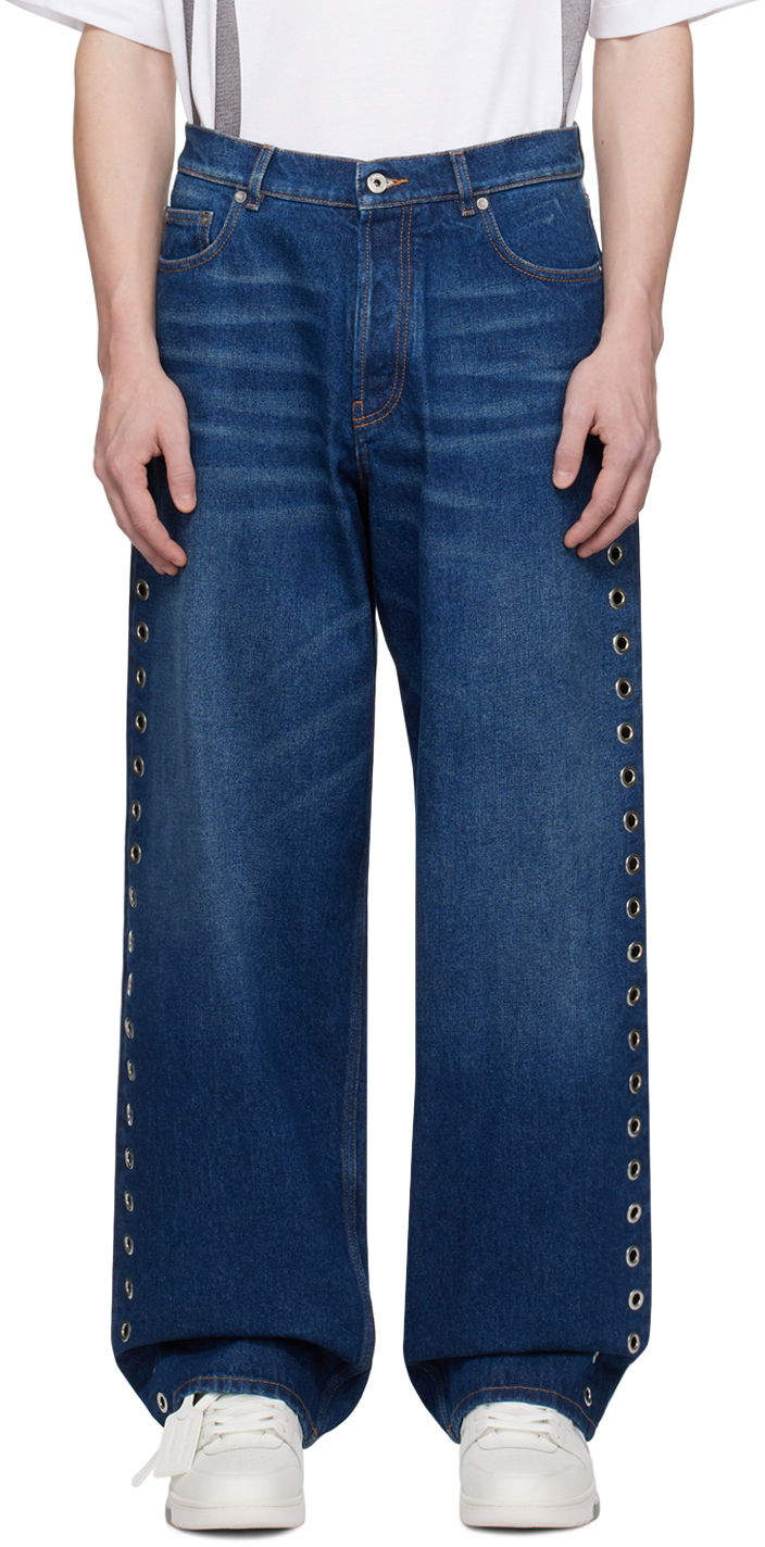 Džínsy Off-White Off-White Eyelet Jeans Modrá | OMYA180F23DEN0034400, 0