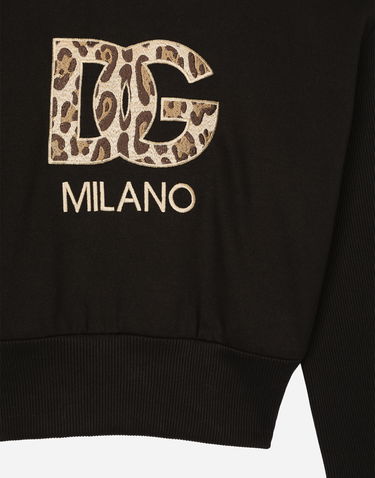 Mikina Dolce & Gabbana Cropped Jersey Sweatshirt With Embroidered Dg Patch - Woman T-shirts And Sweatshirts Black Cotton 3 Čierna | F9R31ZGDBZYN0000, 3