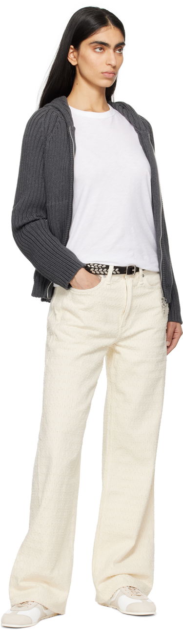 Nohavice rag & bone rag & bone Logan Mid-Rise Wide Leg Jeans Biela | WDD25S2935RGET, 4