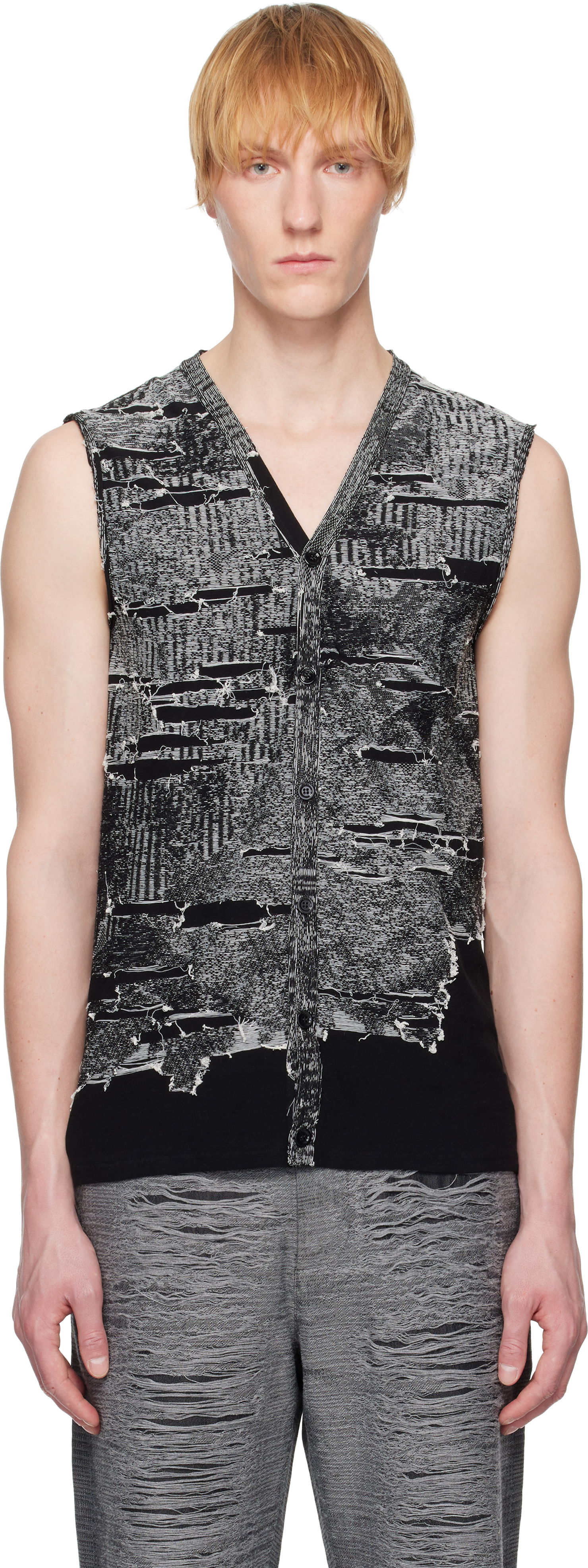 Sveter Diesel Diesel K-Callisto Distressed Knit Vest Čierna | A19222-0AFBV-900, 0