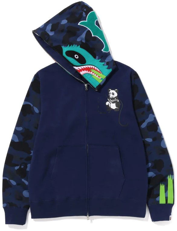 Bape Color Camo Panda Full Zip Hoodie Navy