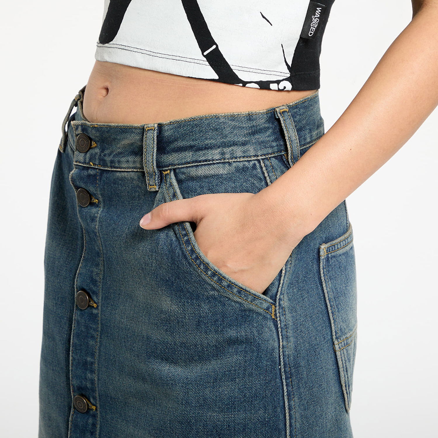 Sukňa Carhartt WIP Marvin Denim Skirt Worn Used Wash Modrá | I034647.014Q, 1