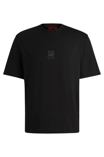 Tričko BOSS HUGO x RB Cotton-Jersey T-Shirt with Stealth Logo Čierna | 50542766, 0
