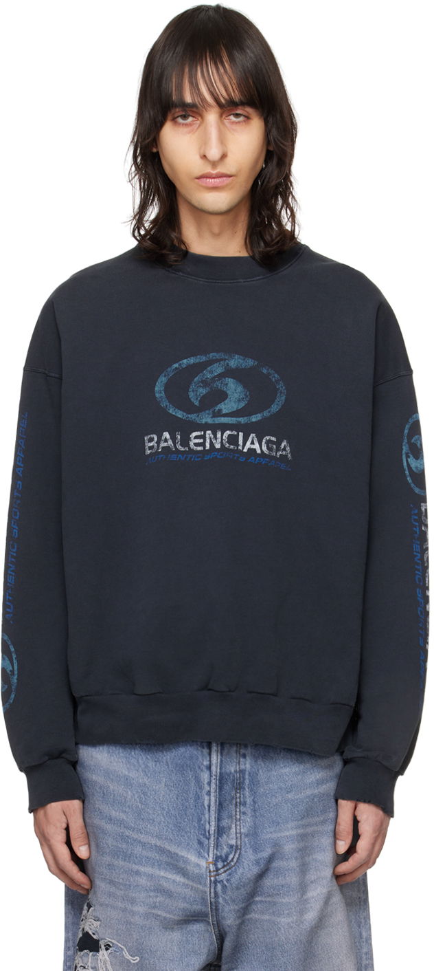 Mikina Balenciaga Oversized Sweatshirt Navy | 697869TPVU71412