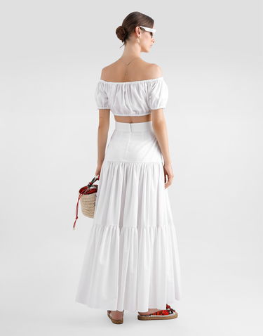 Crop Top Dolce & Gabbana Dolce & Gabbana Bardot-neck Cotton Top Biela | F755RTFU61AW0800, 2