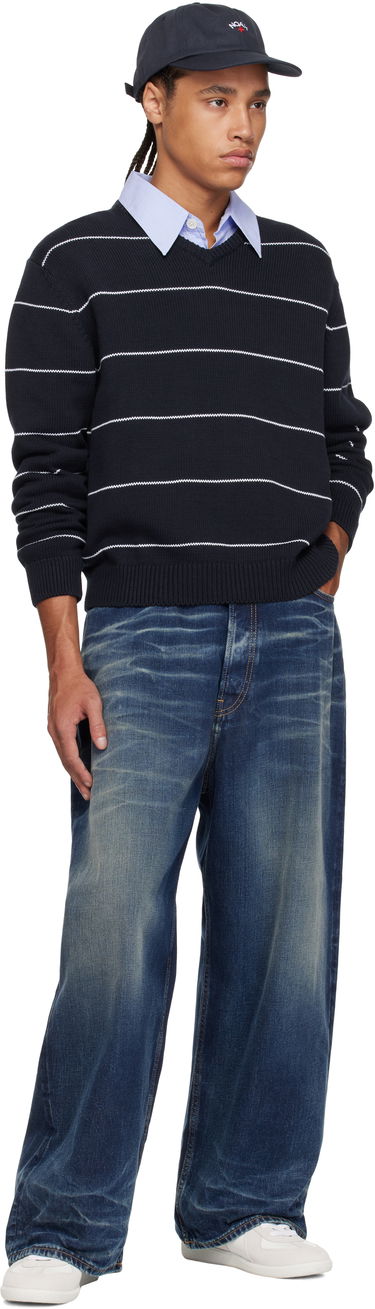 Sveter Noah Noah Striped V-Neck Sweater Navy | SW096SS25NVY, 3