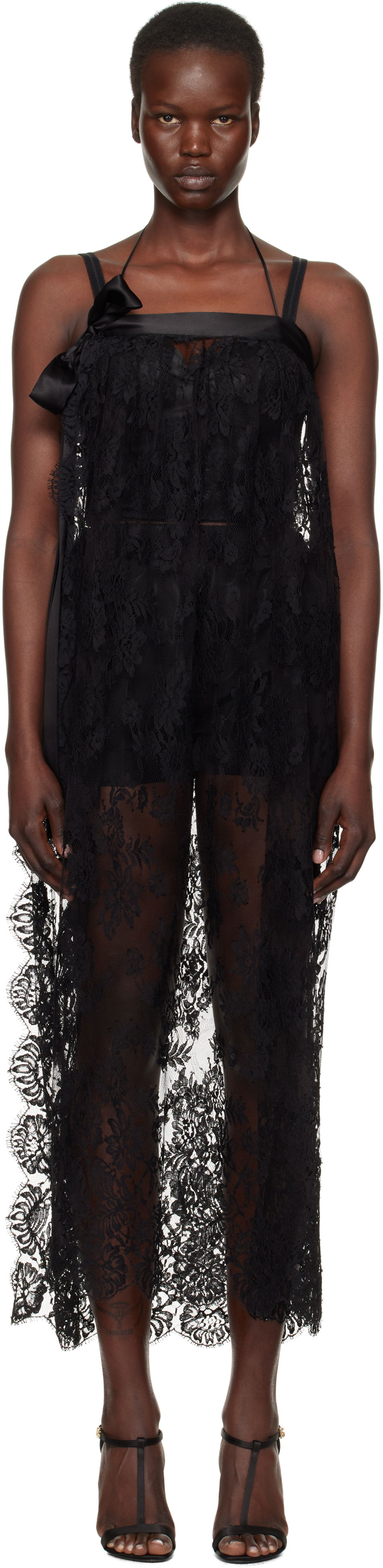 Šaty Dolce & Gabbana Dolce&Gabbana Chantilly Lace Midi Dress Čierna | F6JRQT ILMA8, 0