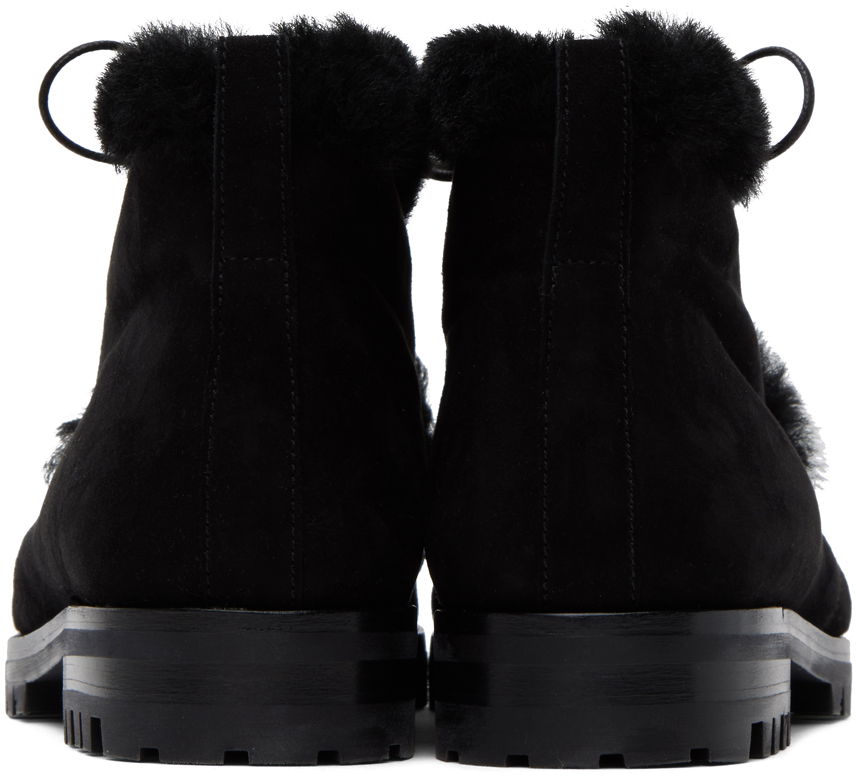 Oblečenie Manolo Blahnik Manolo Blahnik Mircus Suede Ankle Boots with Shearling Trim Čierna | 320-1233-0004, 1
