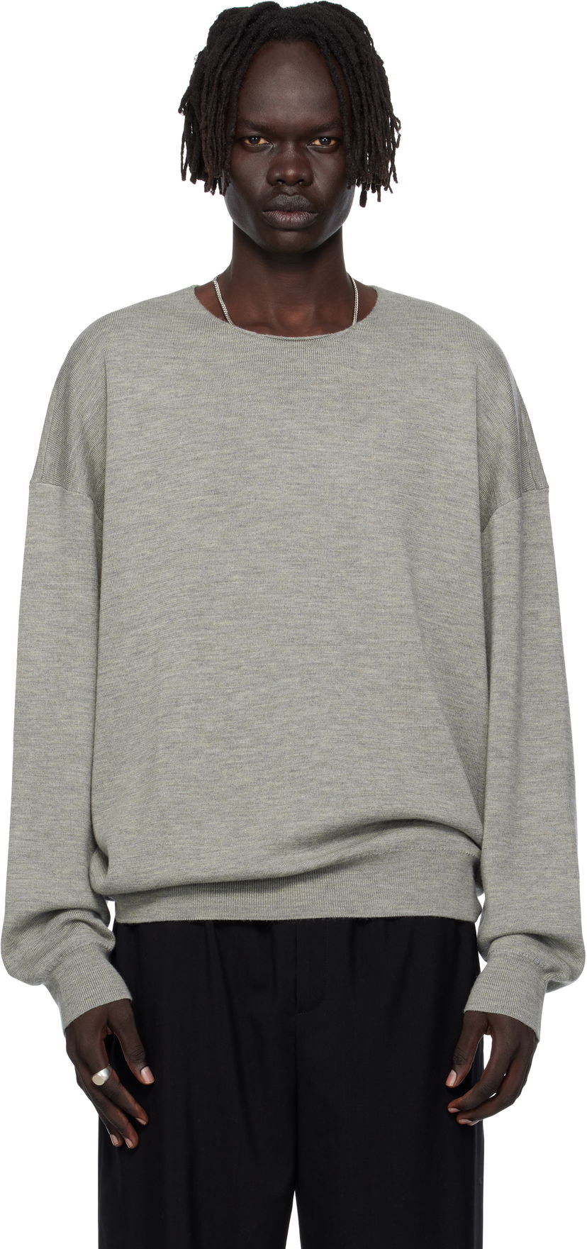 Sveter Fear of God Fear of God ESSENTIALS Long Sleeve Crewneck Sweater Šedá | 192SP256495F