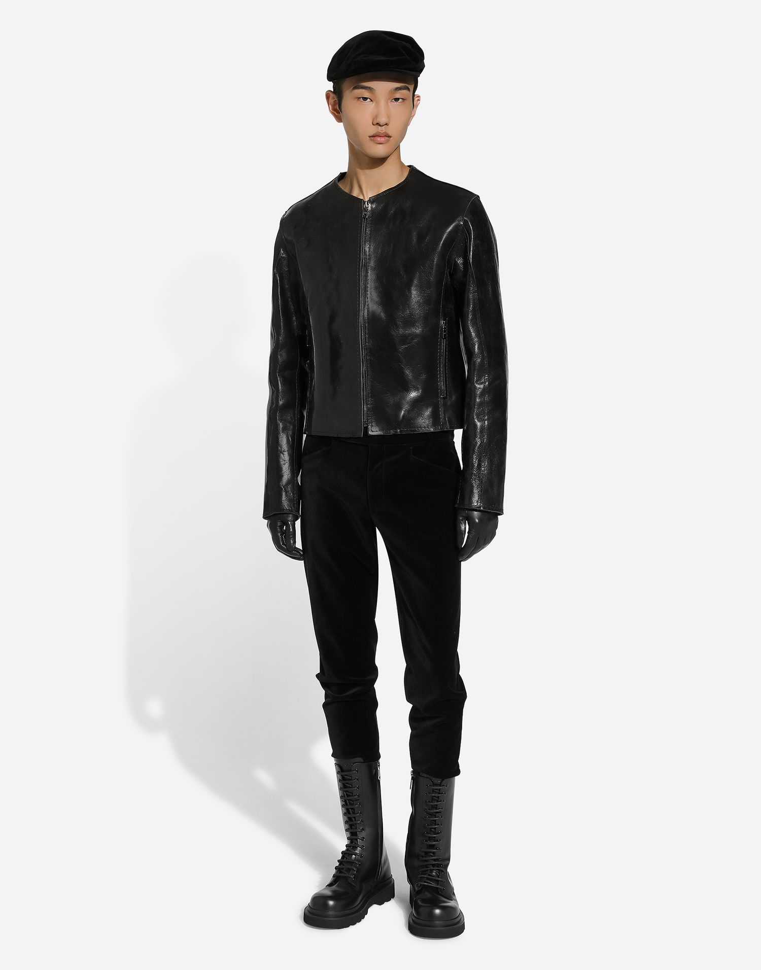Bunda Dolce & Gabbana Collarless Leather Jacket Čierna | G9BHGLHULVXN0000, 1
