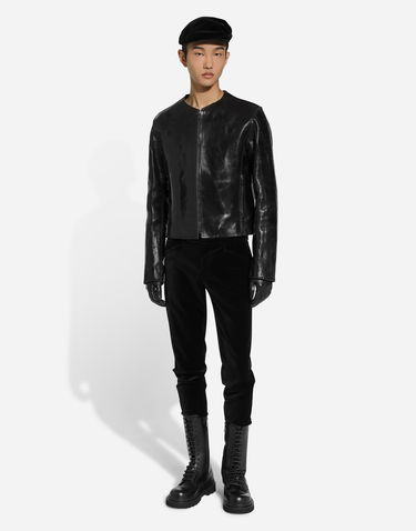Bunda Dolce & Gabbana Collarless Leather Jacket Čierna | G9BHGLHULVXN0000, 1