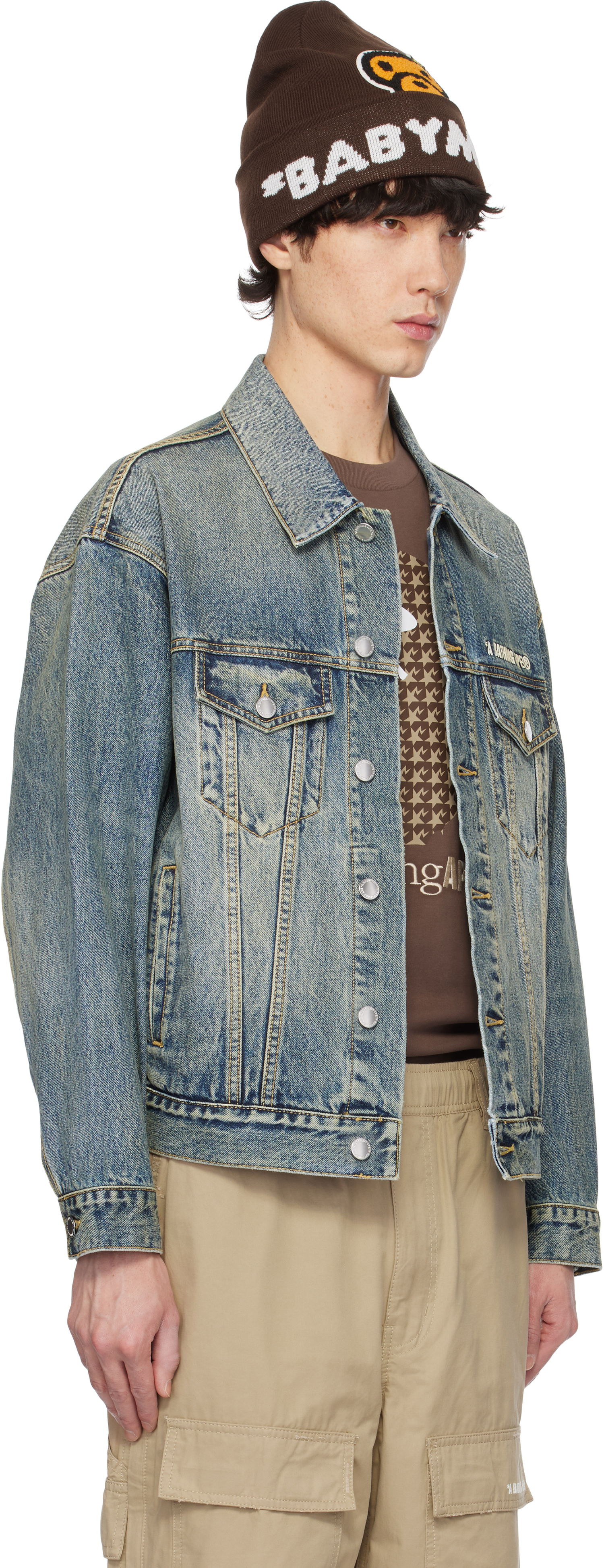 Kulicha BAPE Distressed Denim Trucker Jacket Hnedá | 001LJK801308M, 1