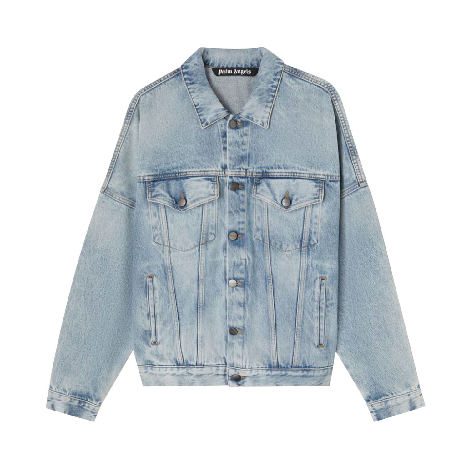 Bunda Palm Angels Logo Over Denim Jacket Modrá | PMYE006C99DEN0014001, 1