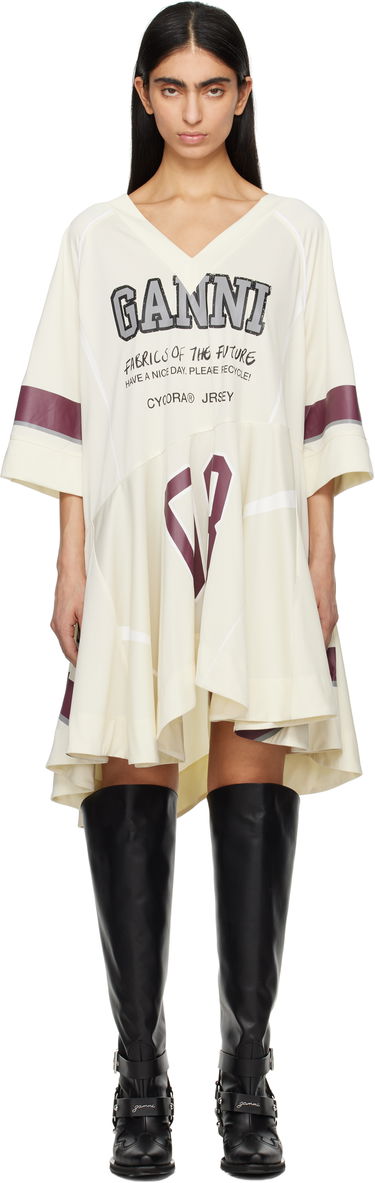 Šaty GANNI GANNI Future Mesh Oversized Minidress Béžová | T4300, 0