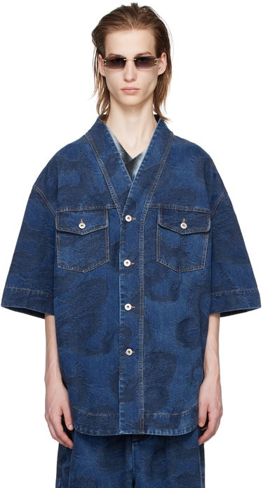 Košeľa Feng Chen Wang Feng Chen Wang Dragon Denim Shirt Modrá | FMS17SR14, 0