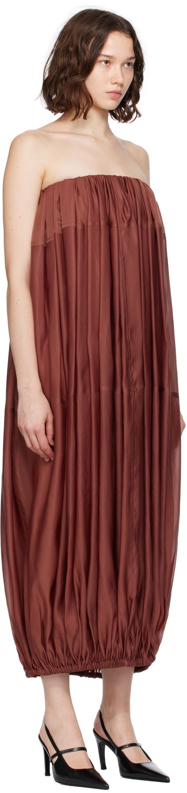 Šaty FERRAGAMO Ferragamo Voluminous Bustier Maxi Dress Hnedá | 782875, 1