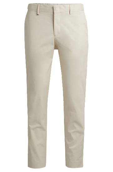 Nohavice BOSS Slim-Fit Stretch Cotton Trousers Béžová | 50521043, 0