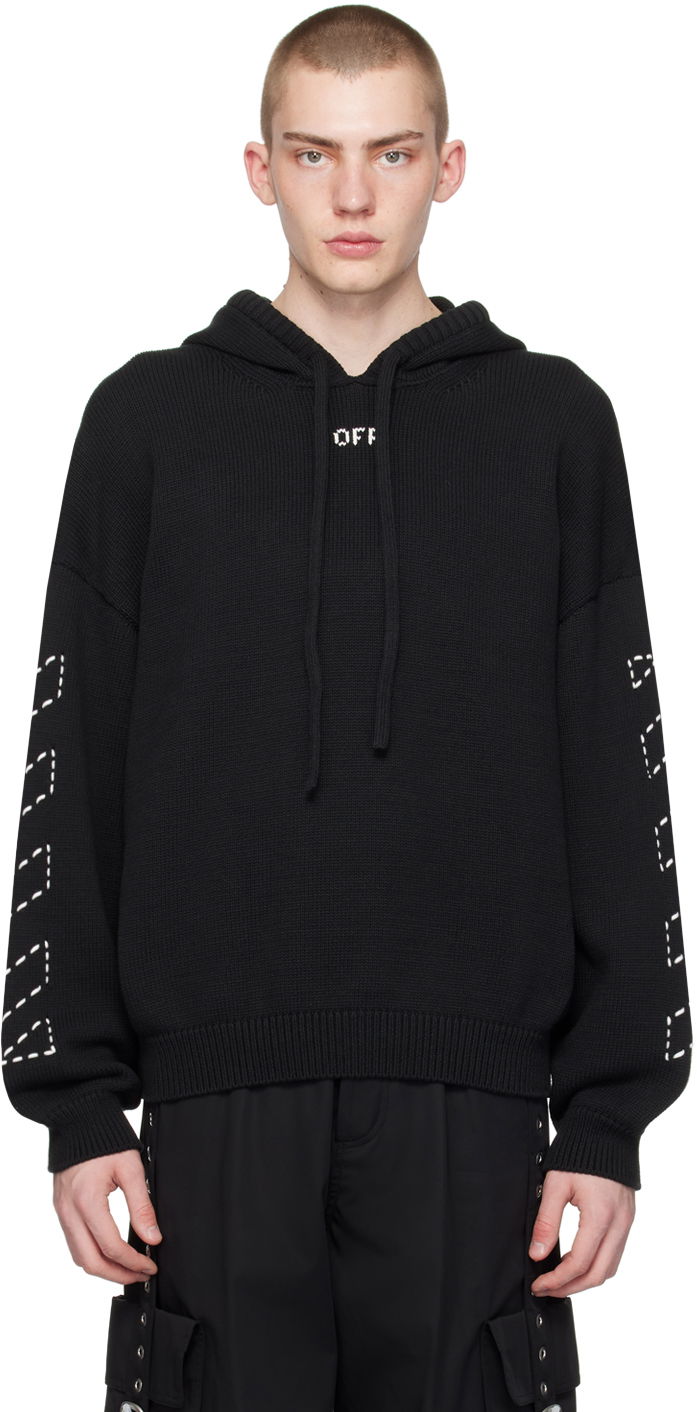 Mikina Off-White Black Stitch Arr Hoodie Čierna | OMHU024C99KNI0011061