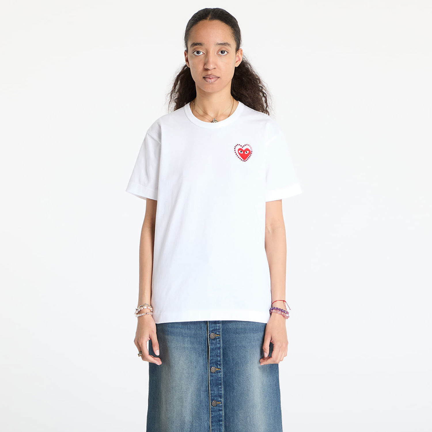 Tričko Comme des Garçons Comme des Garçons PLAY Emblem x Metalstone T-Shirt Biela | AX-T802 WHITExRED, 1