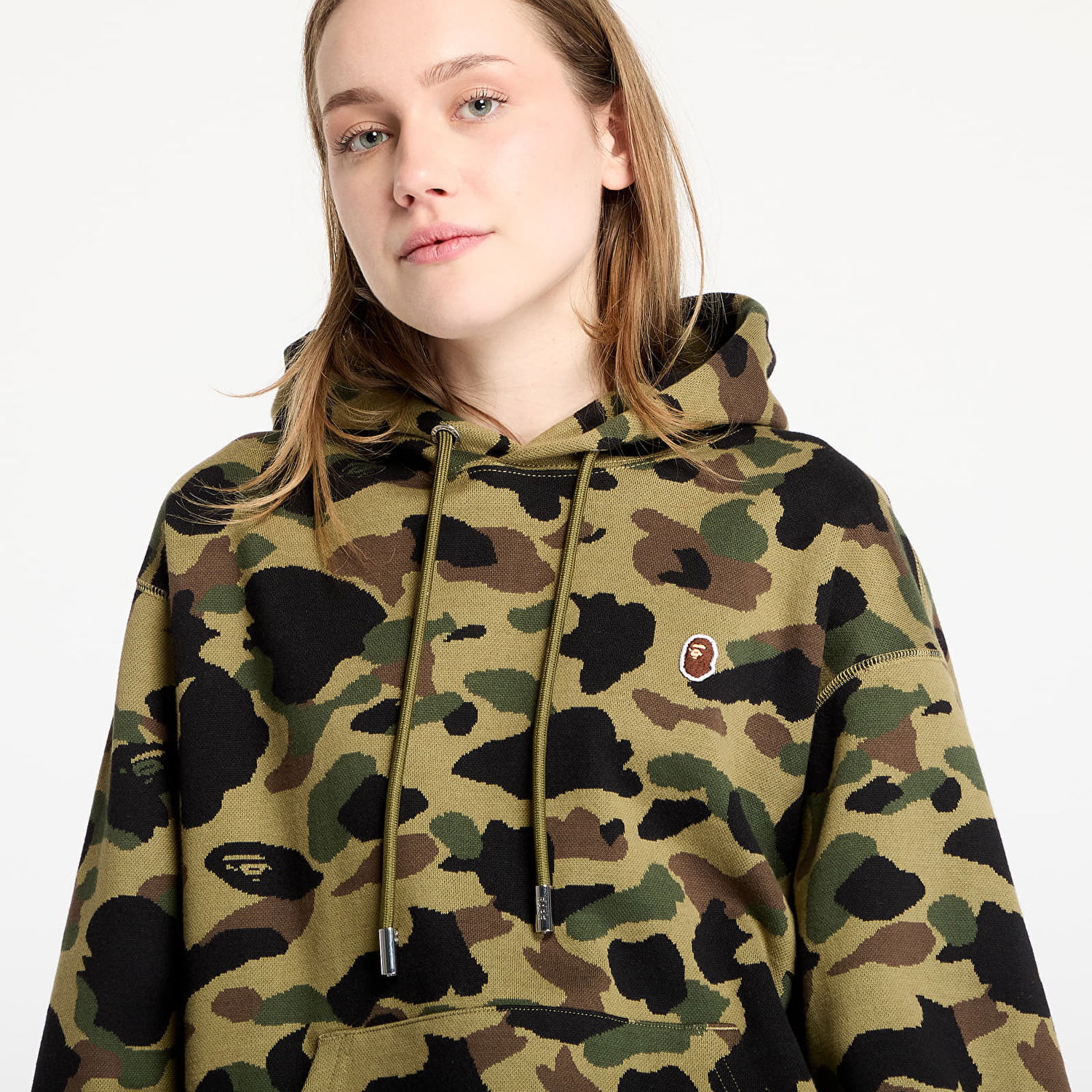 Mikina BAPE A BATHING APE 1St Camo Jacquard One Point Relaxed Fit Pullover Hoodie Zelené | 001PPL301302MGRN, 1