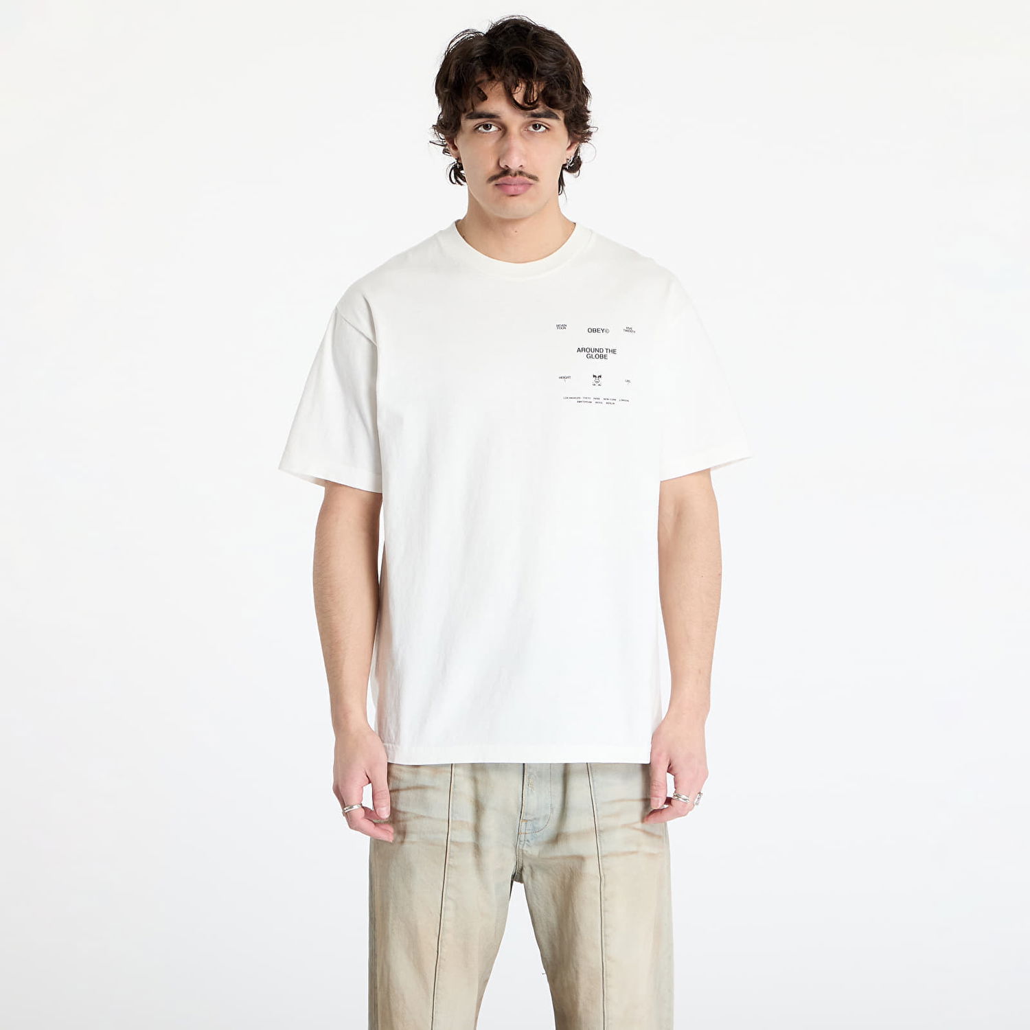 Tričko OBEY OBEY Around The Globe T-Shirt Biela | 167924096-VWH, 0