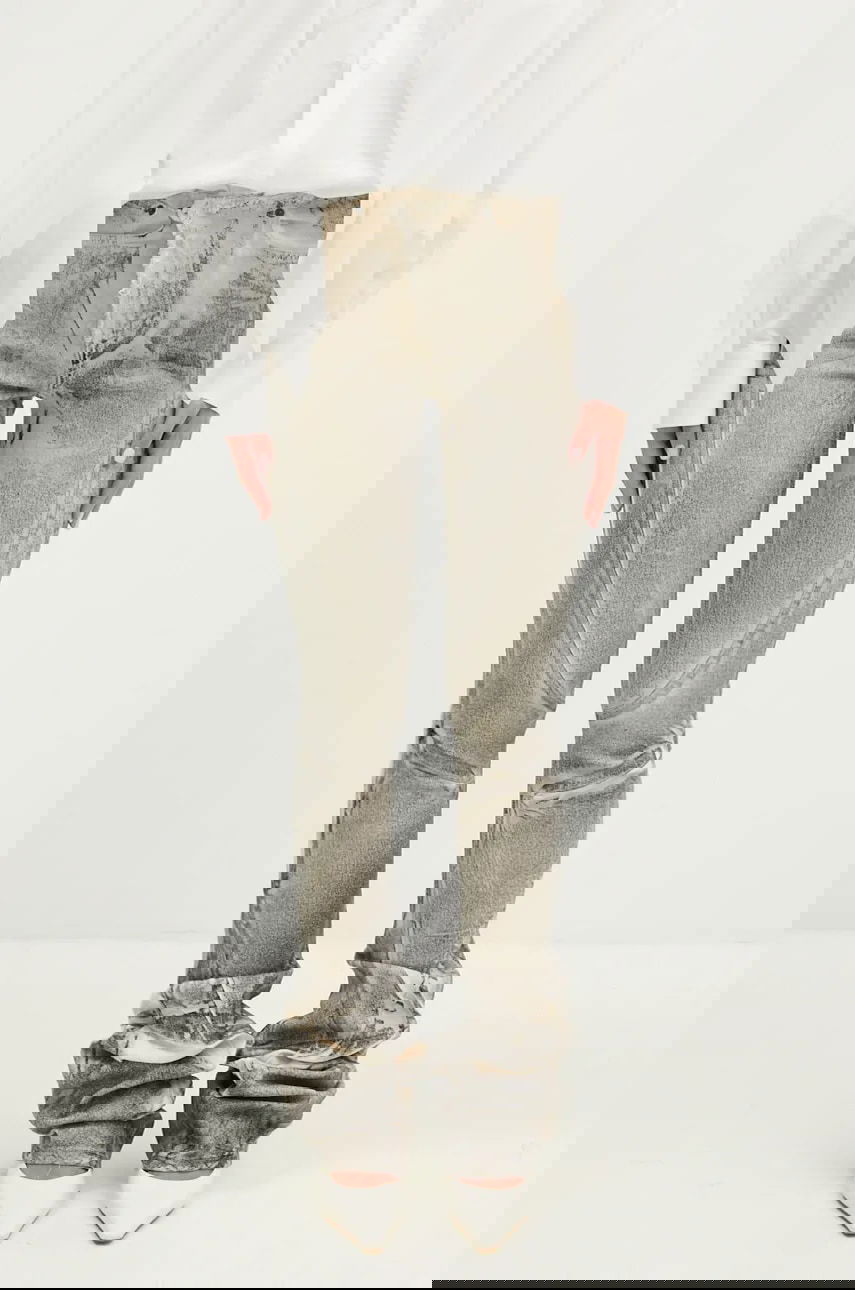 Džínsy Ottolinger Ottolinger Raw-Edge Drape Denim Pants, High Waist Šedá | 1170804921, 0