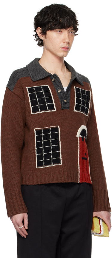 Sveter JW Anderson JW Anderson House Intarsia Polo Sweater Rôznofarebný | KW1347-YN0413, 4