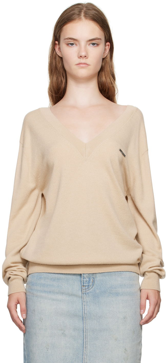 Sveter We11done Deep V-Neck Sweater Béžová | WD-KT2-24-642-W-BG, 0