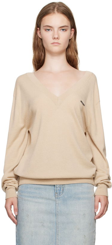 Sveter We11done Deep V-Neck Sweater Béžová | WD-KT2-24-642-W-BG, 0