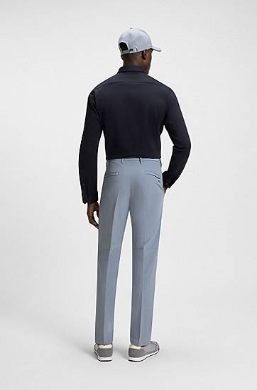Nohavice BOSS Regular Fit Water-Repellent Stretch Trousers Modrá | 50534305, 1