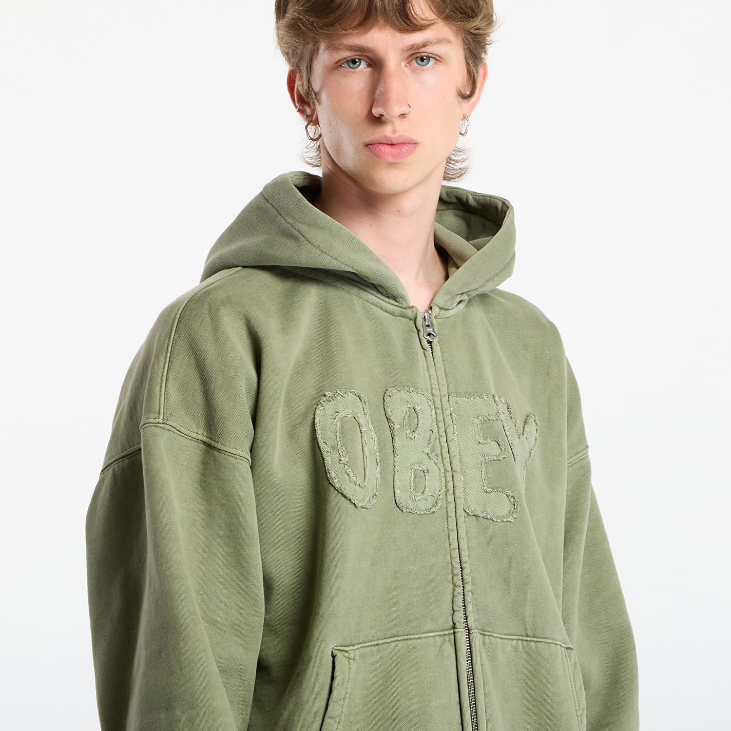 Mikina OBEY OBEY Hybrid Faded Zip Hoodie Zelené | 112460032-DLN, 1