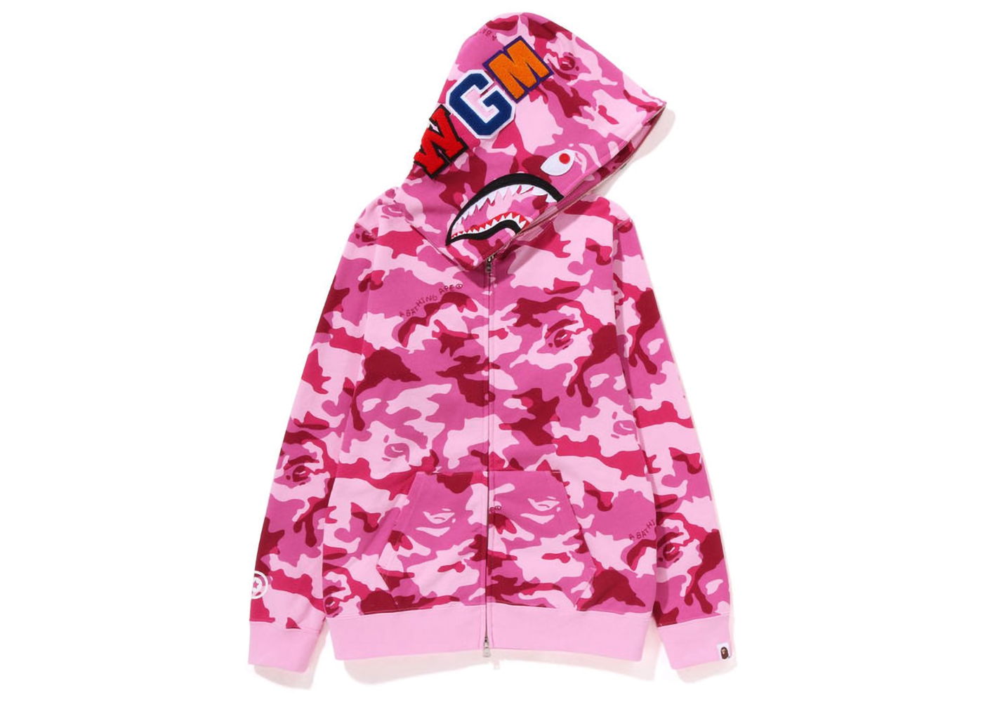 Mikina BAPE Woodland Camo Shark Full Zip Hoodie Ružová | 1J30-215-006, 0
