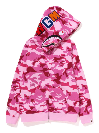Mikina BAPE Woodland Camo Shark Full Zip Hoodie Ružová | 1J30-215-006