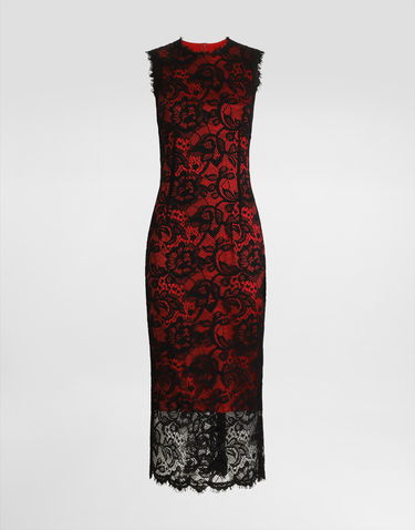 Šaty Dolce & Gabbana Dolce & Gabbana Floral Lace Sheath Dress Červená | F6JSKTILMBJN0000, 0