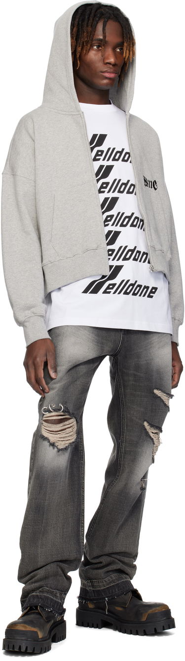 Mikina We11done We11done Logo Zip-Up Cropped Hoodie Šedá | WD-TJ0-25-815-U-MG, 3