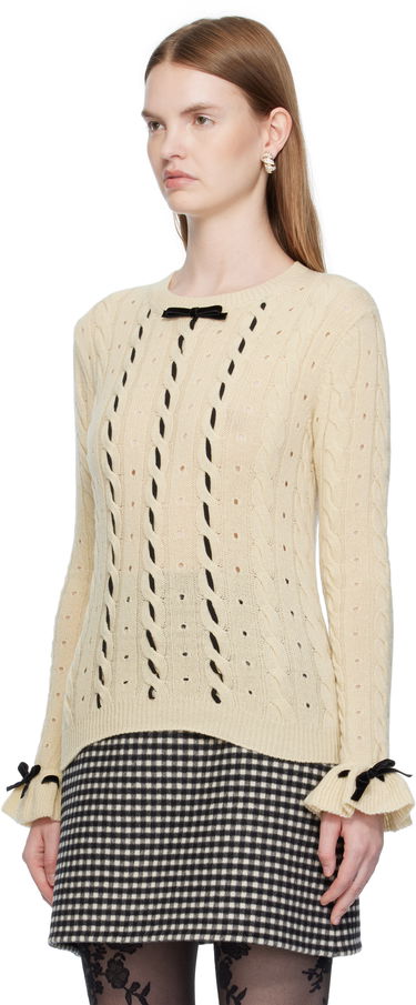 Sveter Valentino Valentino Virgin Wool Sweater with Bows Béžová | 7B3KC66Z9K9, 3