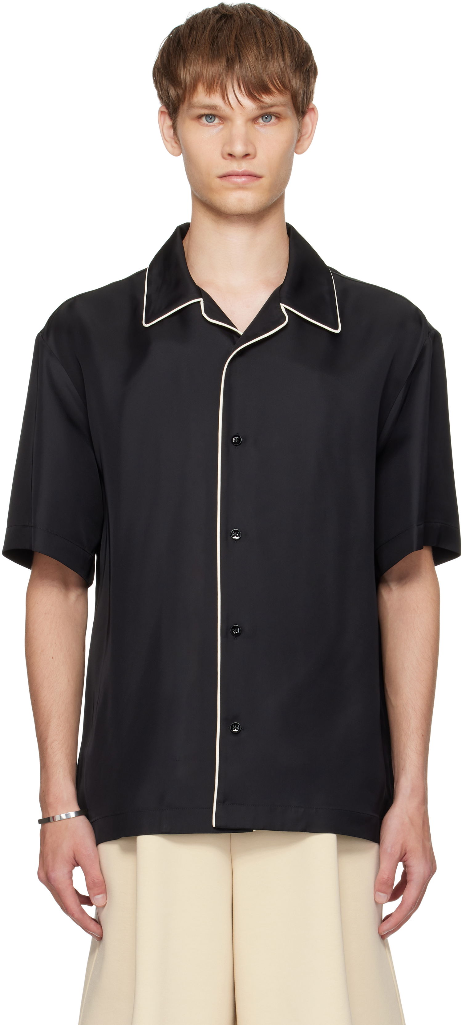 Košeľa Jil Sander Jil Sander Fluid Viscose Camp Collar Shirt Čierna | J61DL0062_J65280, 0