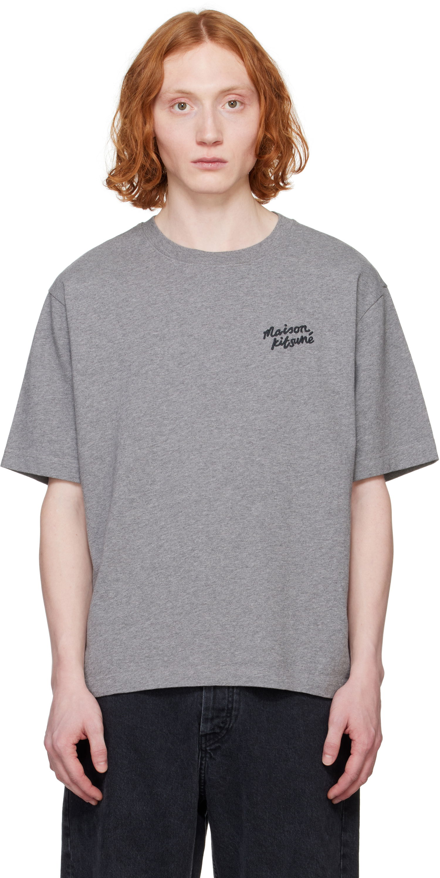 Tričko MAISON KITSUNÉ Maison Kitsuné Handwriting Oversize T-Shirt Šedá | OM00123KJ0119, 0