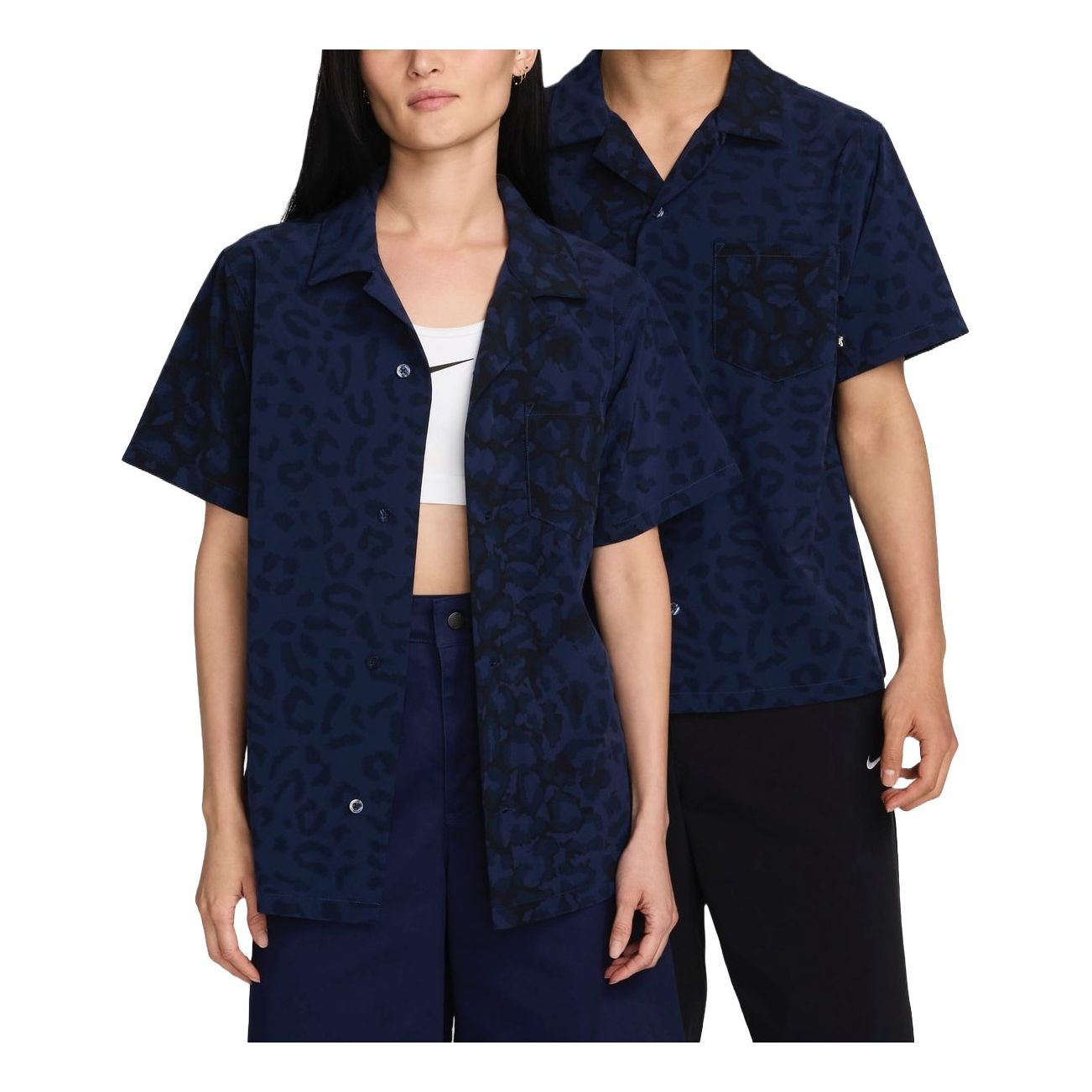 Košeľa Nike Print Bowler Short Sleeve Button-Down Shirt Modrá | FN2596-410, 0