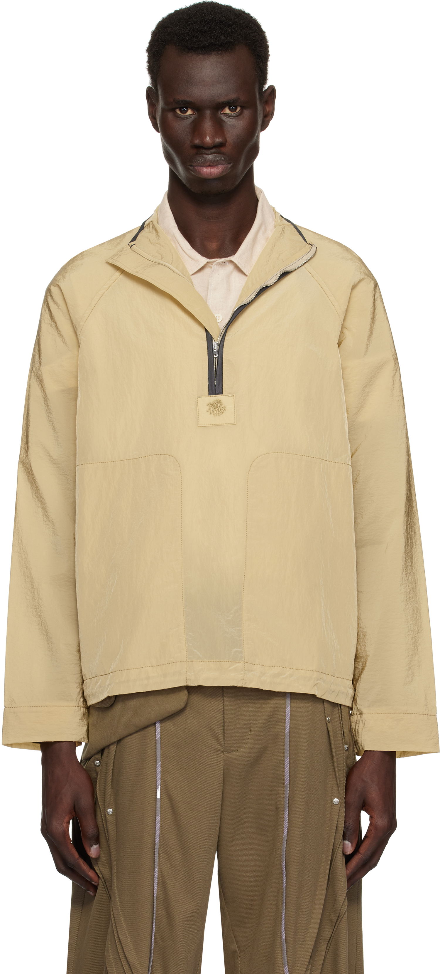 Vetrovka Ranra RANRA Ganga Shiny Nylon Track Jacket Béžová | AMSS25TR01562, 0