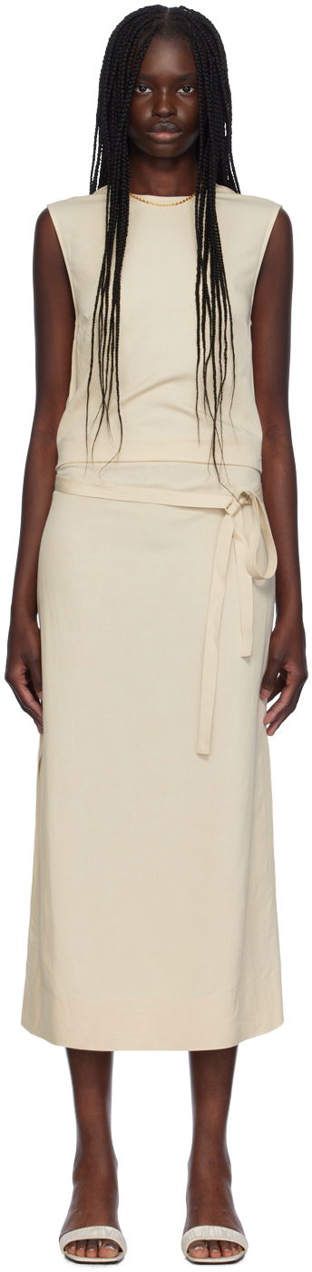 Šaty TOTEME TOTEME Fluid Tie-Waist Maxi Dress Béžová | 243-WRD0124-FB0193, 0