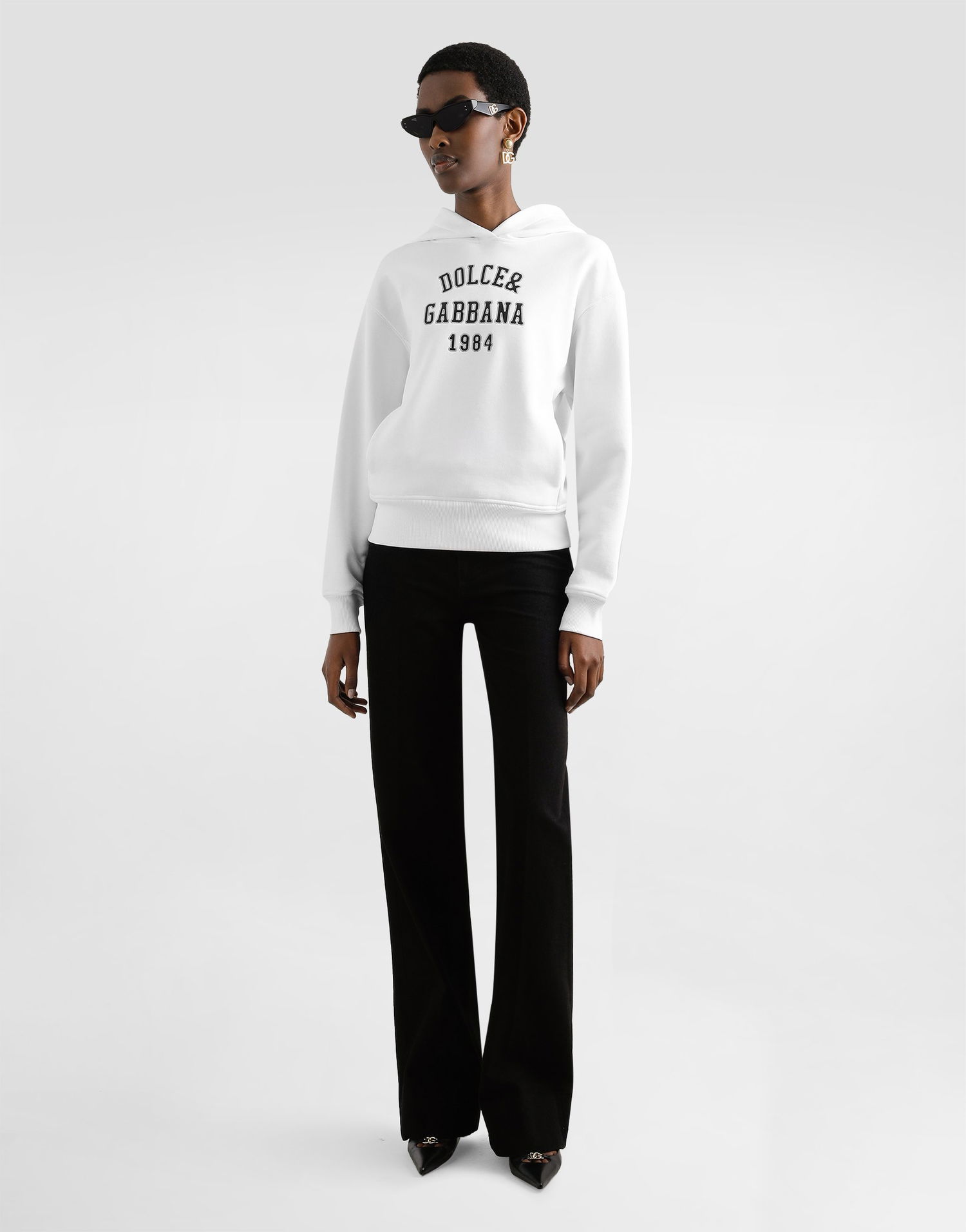 Mikina Dolce & Gabbana Dolce & Gabbana Embroidered Cotton Hoodie Biela | F9S48ZGDDBAW0800, 1