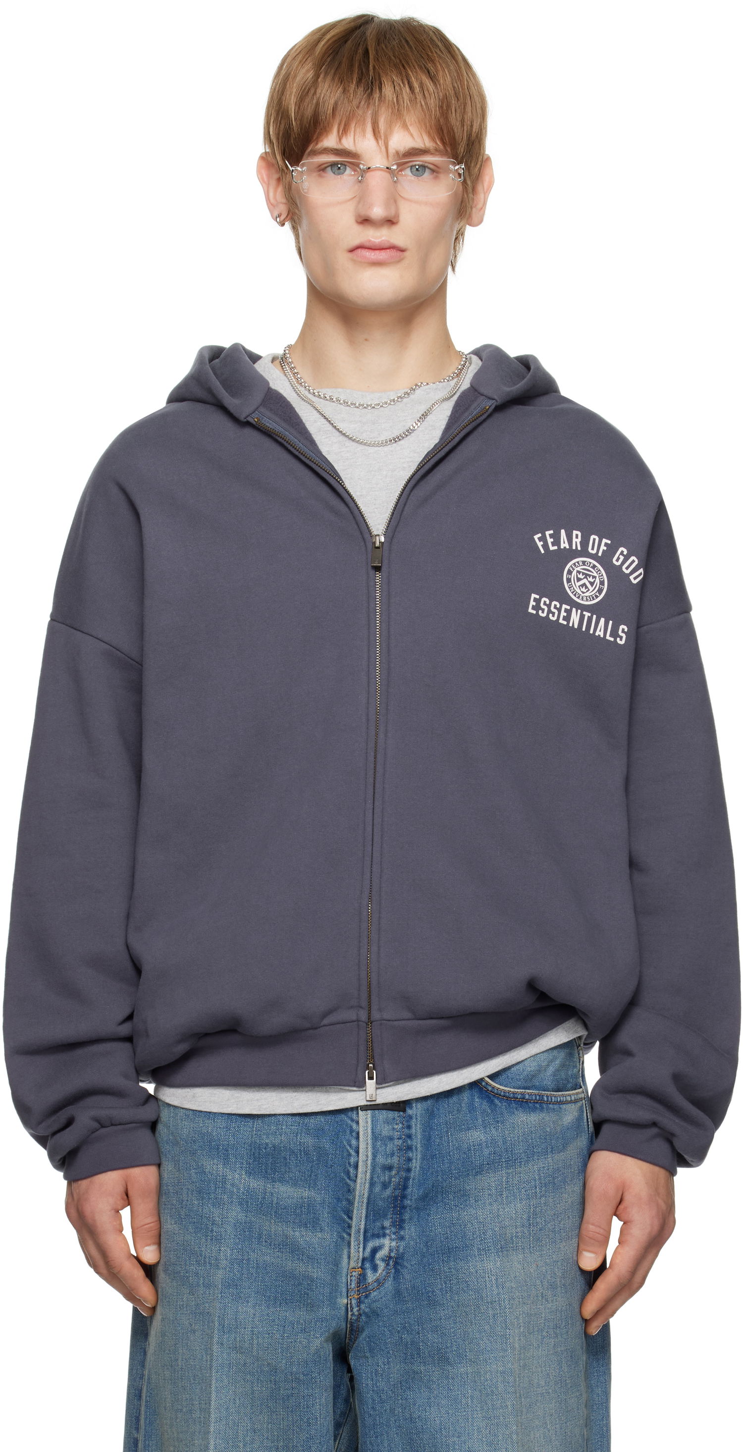 Mikina Fear of God Fear of God ESSENTIALS Heavy Fleece Full Zip-Up Hoodie Šedá | 192HO246244F, 0
