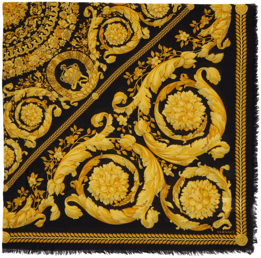 Šál Versace Black Barocco Scarf Žltá | IFO1401_A236219_A7900, 0